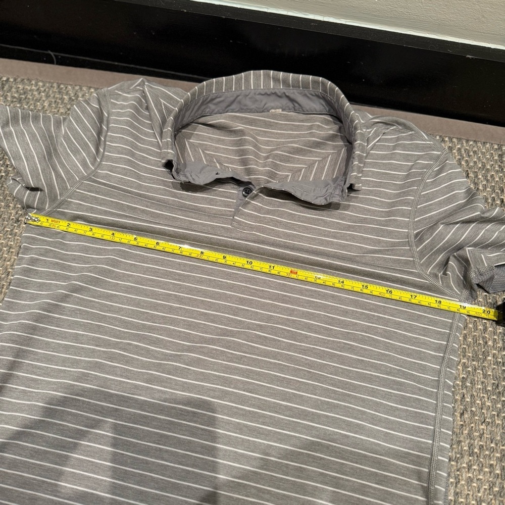 Lululemon Gray & White Striped Polo Shirt  Size Small Men’s - Picture 10 of 11